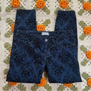 Free People Blue and Black Jeans, Velvet Jaquard Print, size 28